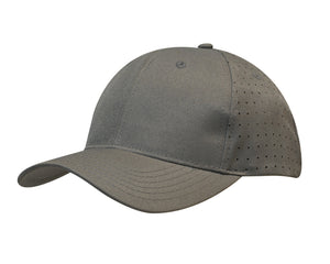6 Panel Breathable Poly Twill With Circle Perforations - Charcoal