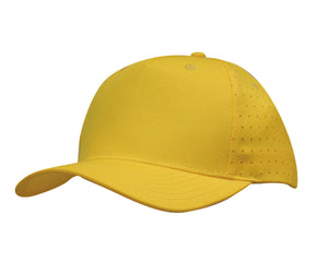 5 Panel Breathable Poly Twill With Circle Perforations - Gold