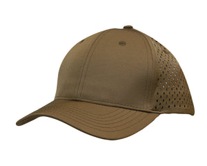6 Panel Premium Pioneer Sports Twill With Tear Drop Perforations - Khaki