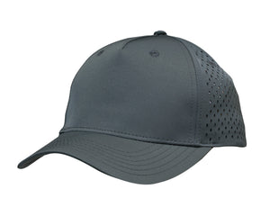 5 Panel Premium Pioneer Sports Twill With Tear Drop Perforations - Gray