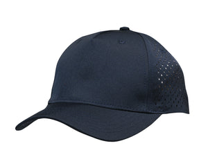 5 Panel Premium Pioneer Sports Twill With Tear Drop Perforations - Navy Blue