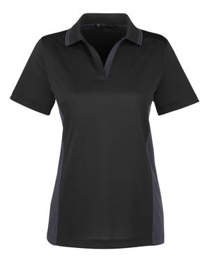 Harriton Ladies' Flash Snag Protection Plus IL Colorblock Polo - Black/ Dark Charcoal