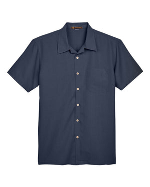 Harriton Men's Barbados Textured Camp Shirt - Navy