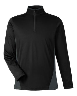Harriton Men's Flash Snag Protection Plus IL Colorblock Quarter-Zip - Black/ Dark Charcoal