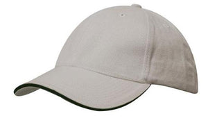 Best Value Cotton Sports Cap with Sandwich Brim - Stone With Black