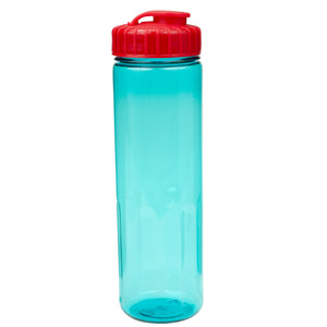 24 oz Prestige Bottle with Flip Top Lid - Translucent Aqua With Red Lid