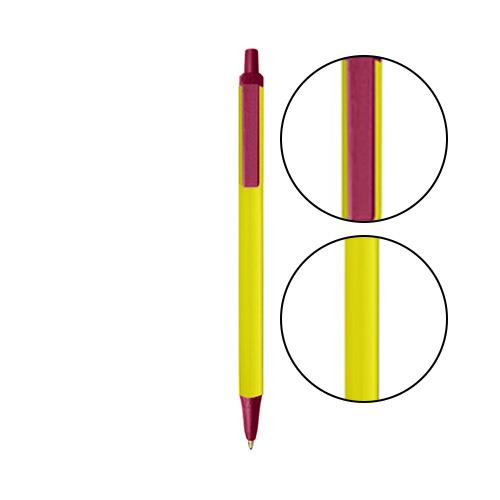 Yellow BIC® Clic Stic® Pen - Yellow With Burgundy