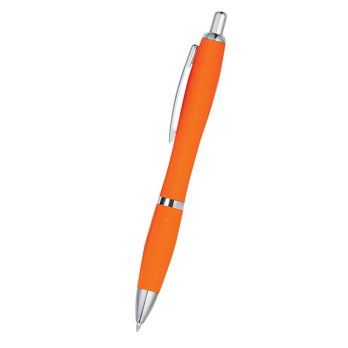 Satin Pen With Antimicrobial Additive - Orange With Orange