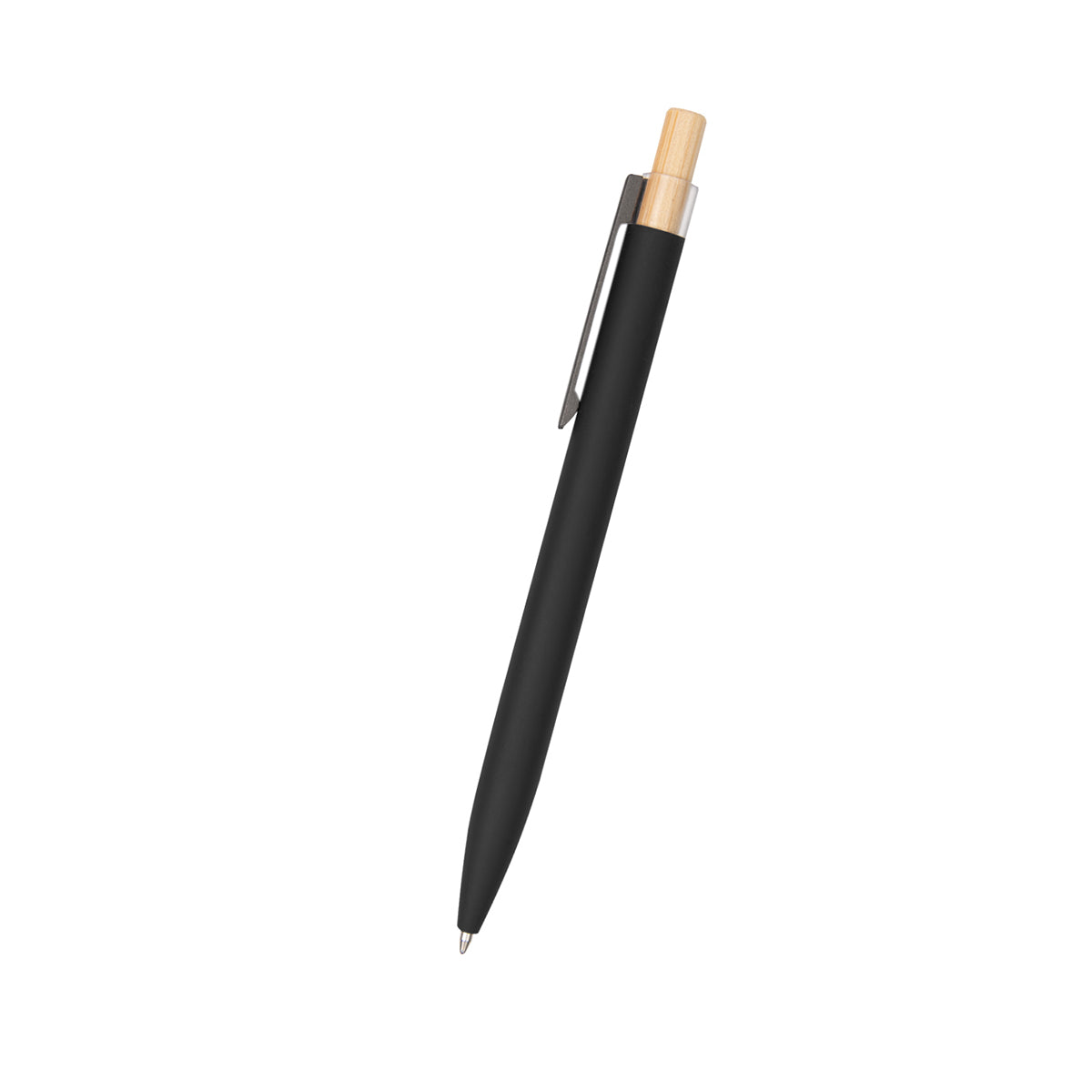 Recycled Aluminum Pen With Bamboo Plunger - Black