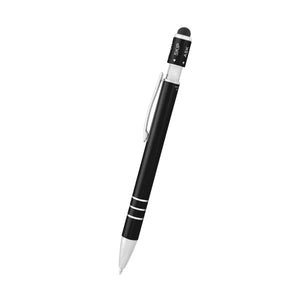 Recycled Aluminum Spin Game Top Pen With Stylus - Metallic Black