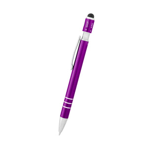 Recycled Aluminum Spin Game Top Pen With Stylus - Metallic Purple