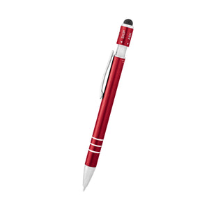Recycled Aluminum Spin Game Top Pen With Stylus - Metallic Red