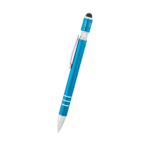 Recycled Aluminum Spin Game Top Pen With Stylus - Metallic Teal