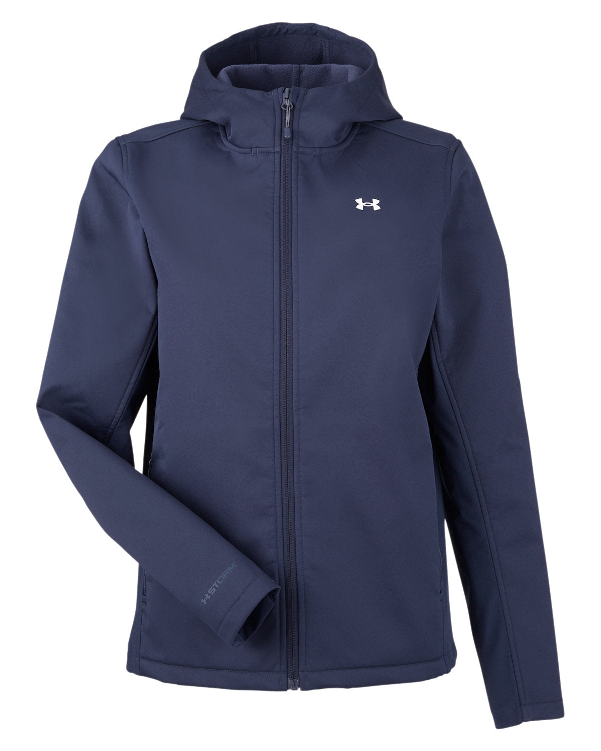Under Armour Ladies' ColdGear® Infrared Shield 2.0 Hooded Jacket - Midnight Navy/ White