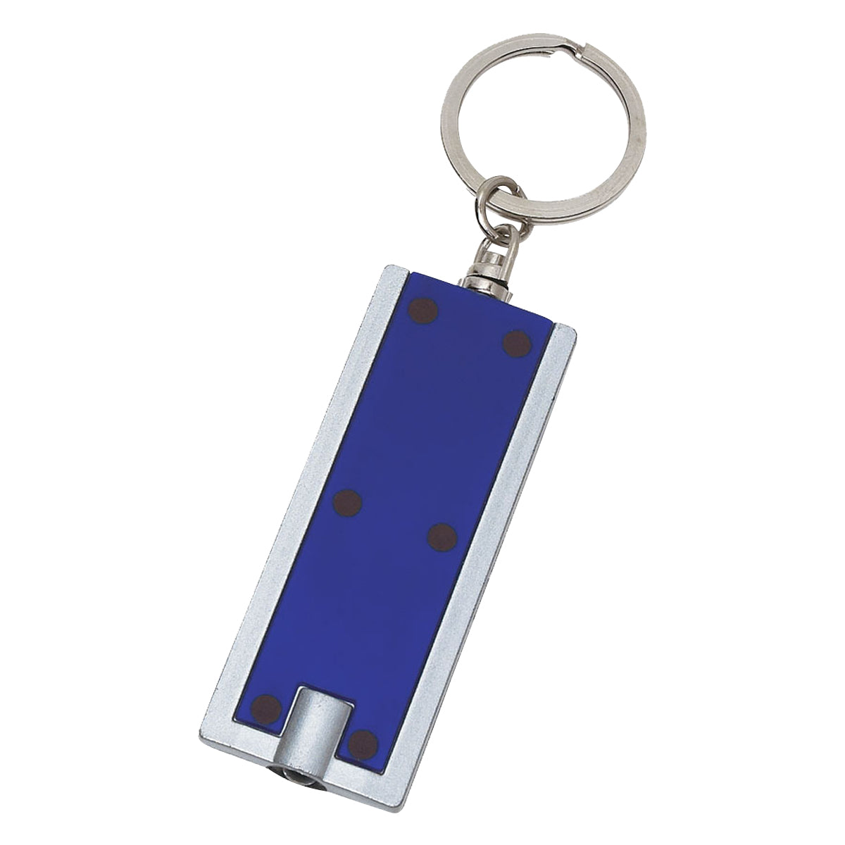 Rectangular LED Key Chain - Blue With Silver
