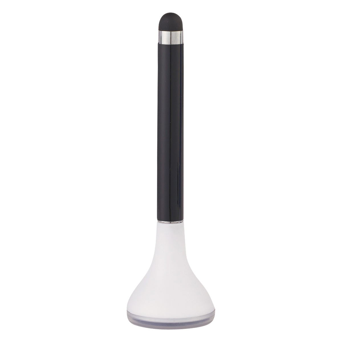 Stylus Pen Stand With Screen Cleaner - White With Black