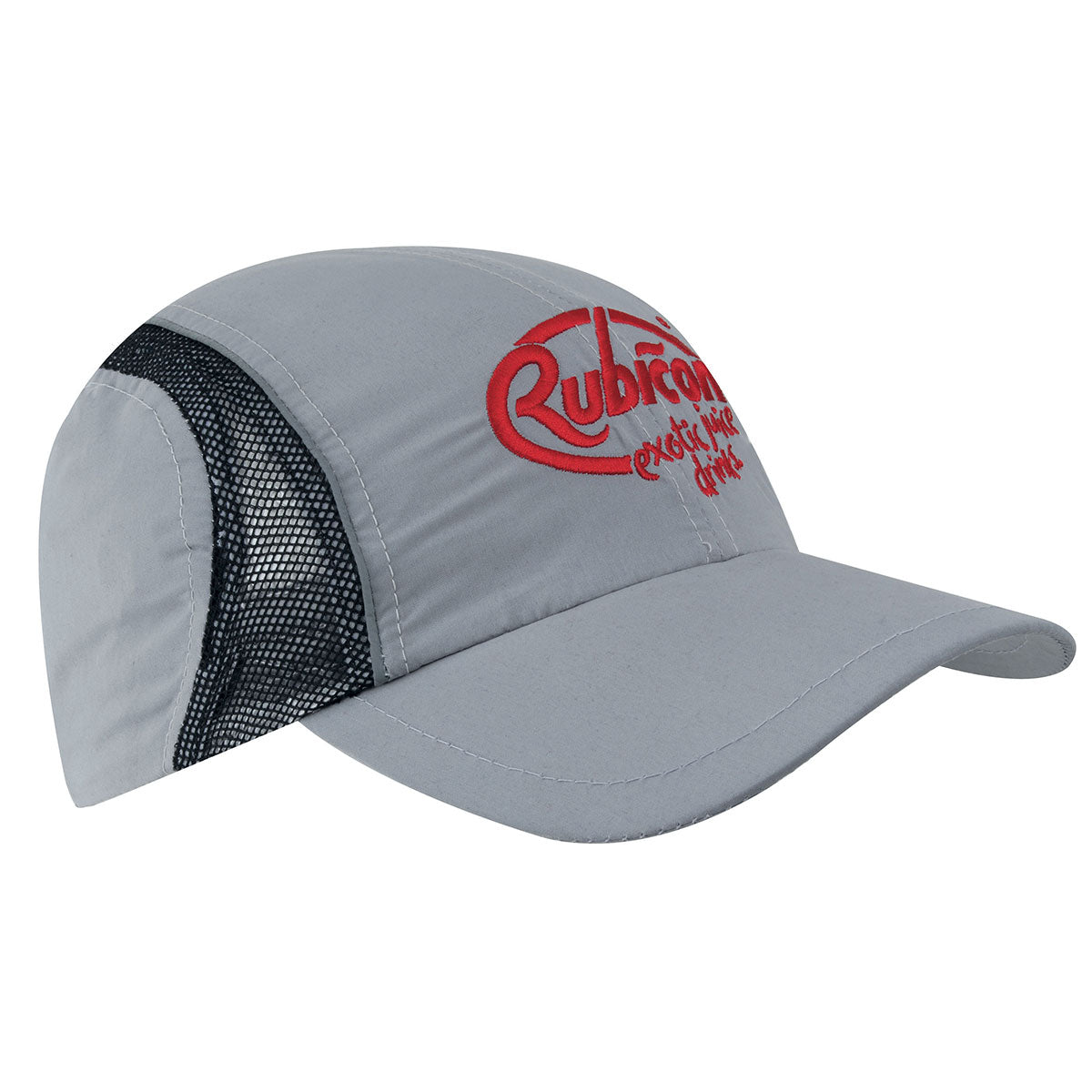 4 Panel Sports Cap with Mesh Inserts and Frabic Covered Touch Strap - Custom Embroidered