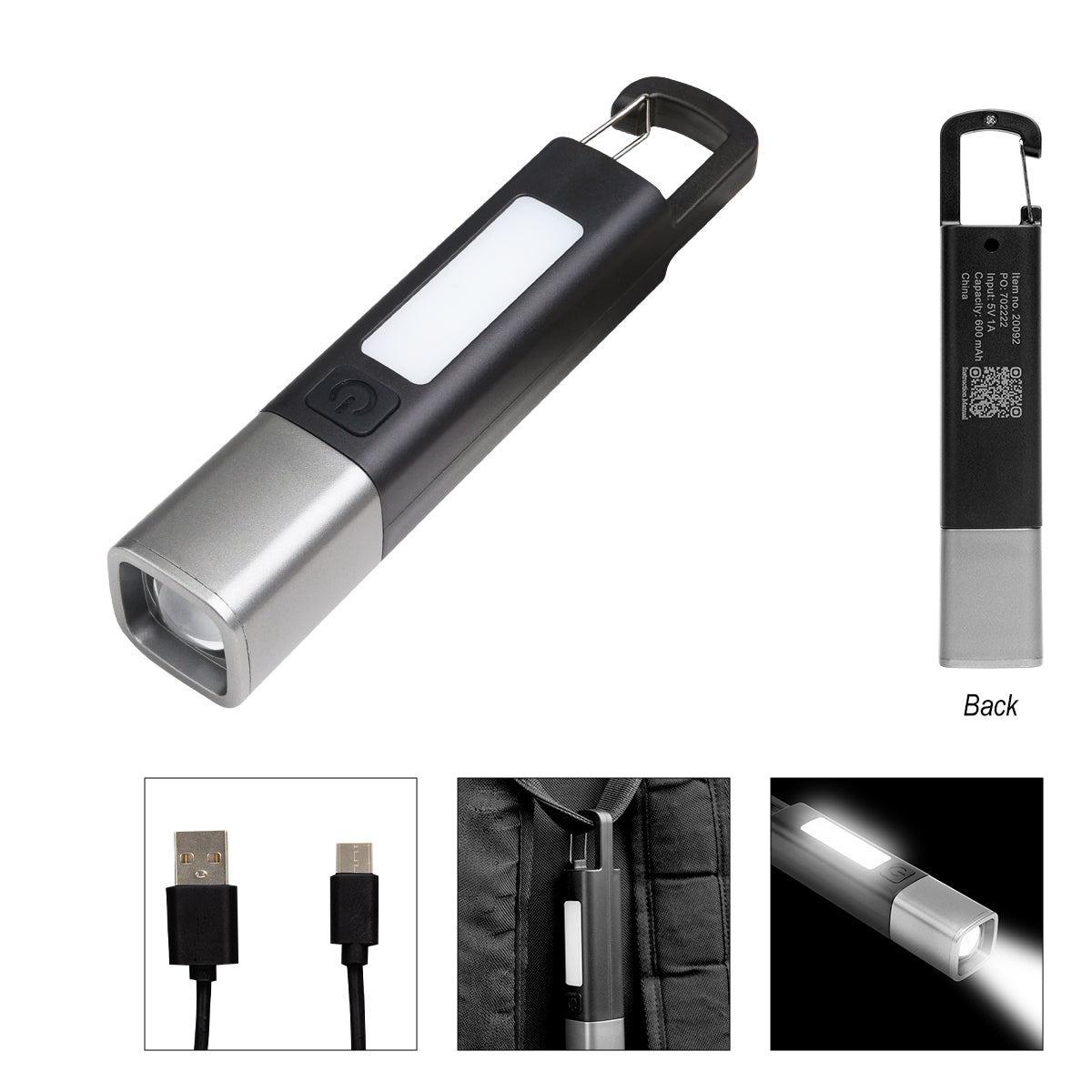Trailblazer Rechargeable COB Flashlight - Recharge Cob Flashlite Blkgmt