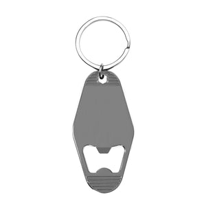 Motel Style Metal Key Tag With Bottle Opener - Gun Metal