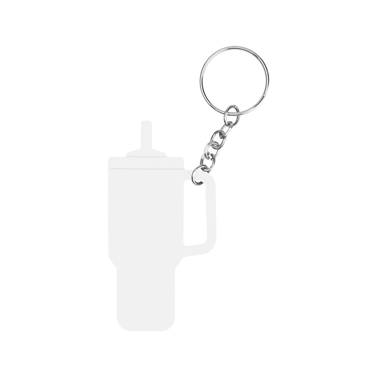Intrepid Tumbler Shaped Silicone Key Ring - White