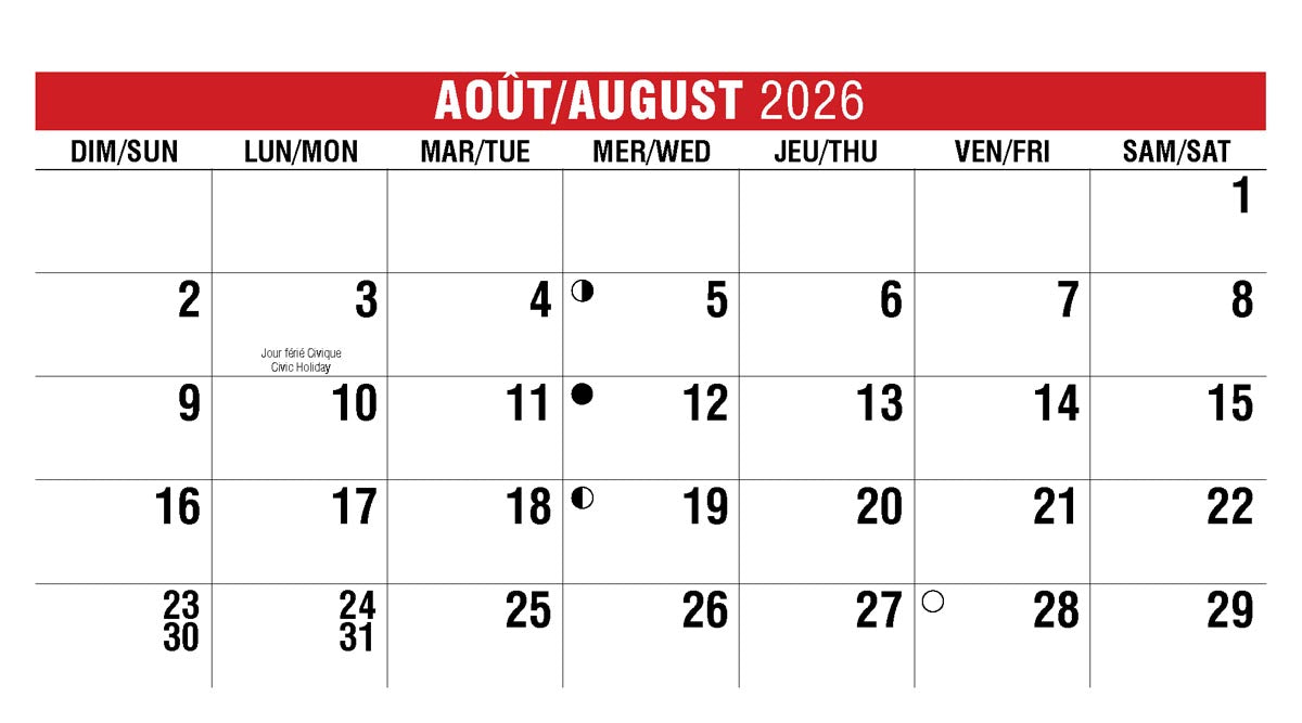 Scenes of Canada French English 2026 Promotional Desk Calendar