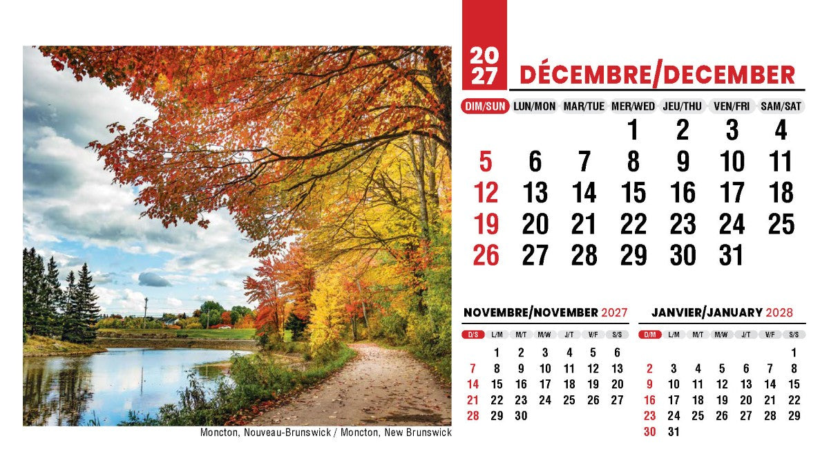 Scenes of Canada French English 2027 Promotional Desk Calendar