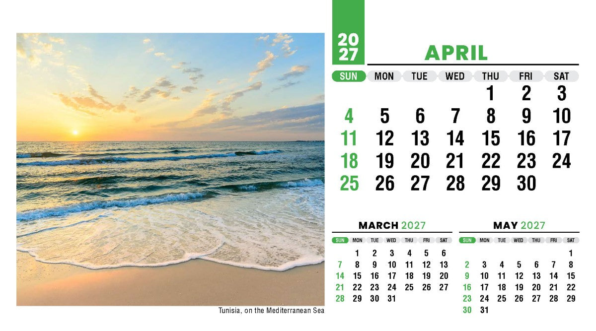 Sun, Sand & Surf 2027 Promotional Desk Calendar