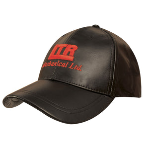 6 Panel Premium Leather Cap - Black