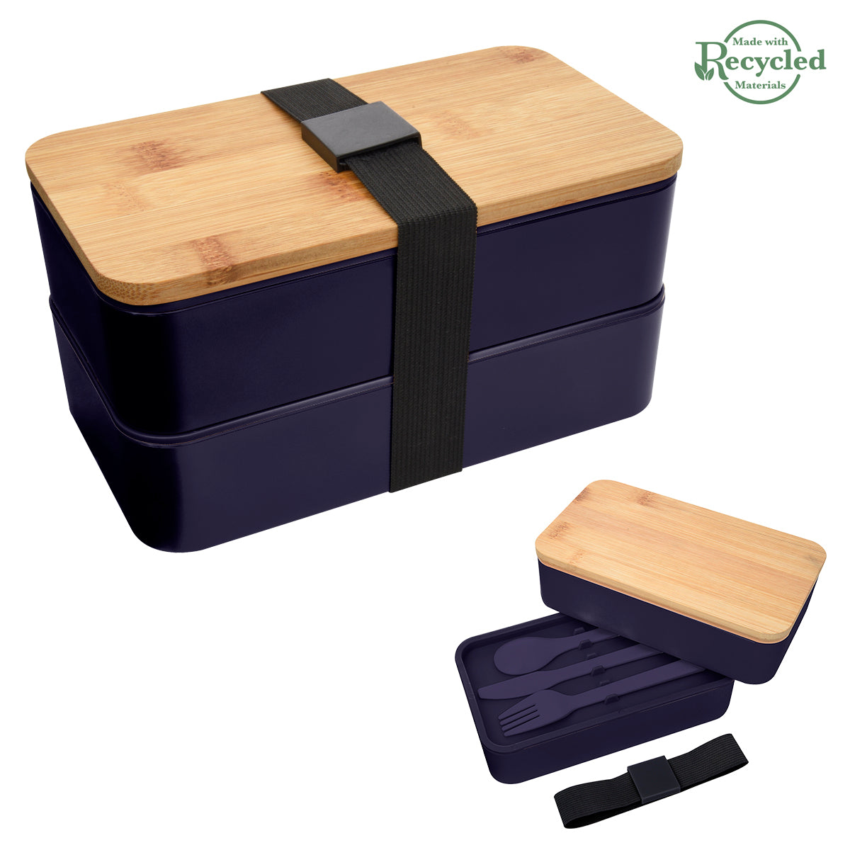 Stackable Bento Lunch Set - Navy With Black