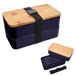 Stackable Bento Lunch Set - Navy With Black