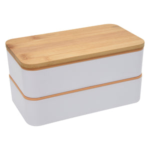 Stackable Bento Lunch Set - White With Gray