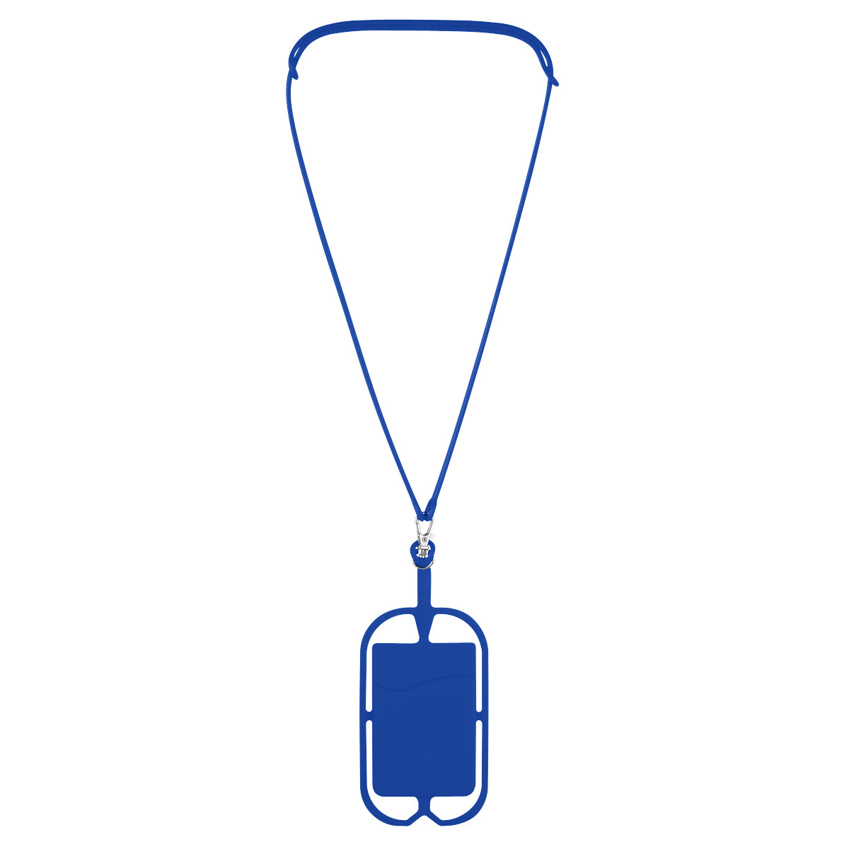 Silicone Lanyard with Phone Holder & Wallet - Blue