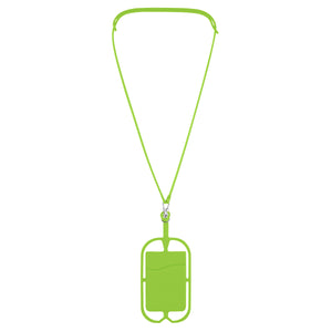 Silicone Lanyard with Phone Holder & Wallet - Lime