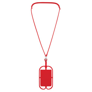 Silicone Lanyard with Phone Holder & Wallet - Red