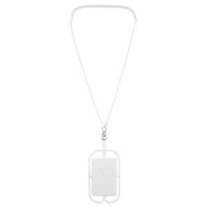 Silicone Lanyard with Phone Holder & Wallet - White