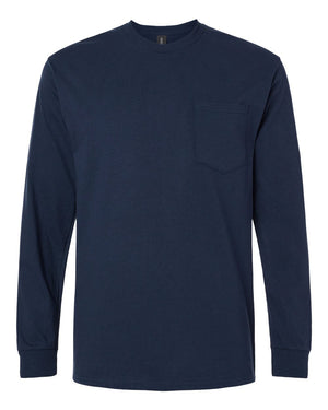 Gildan Adult Ultra Cotton® Long-Sleeve Pocket T-Shirt - Navy
