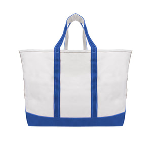 The Madelyn Cotton Canvas Tote Bag - Natural With Royal Blue