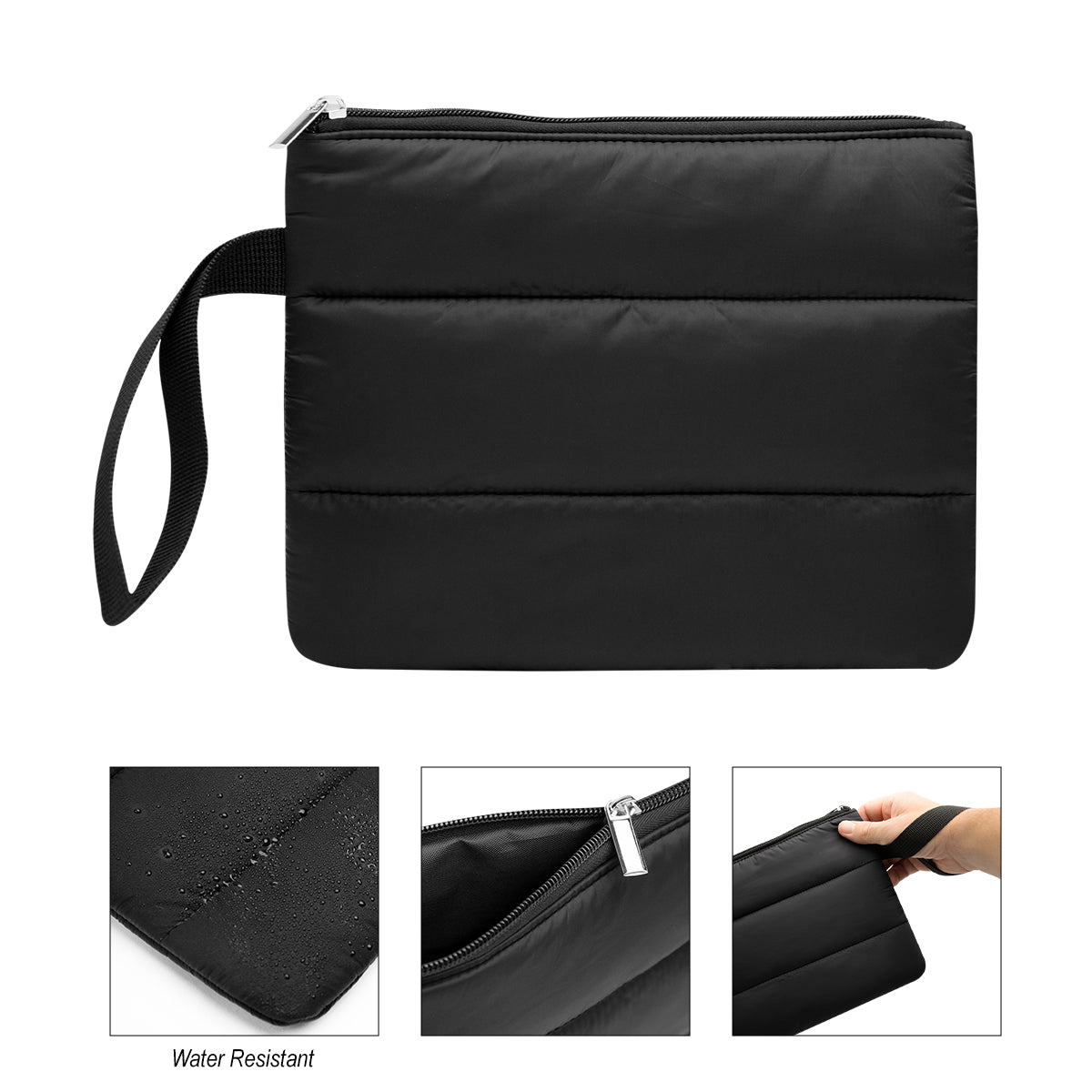 Luxe Puffer Wristlet Pouch - Black