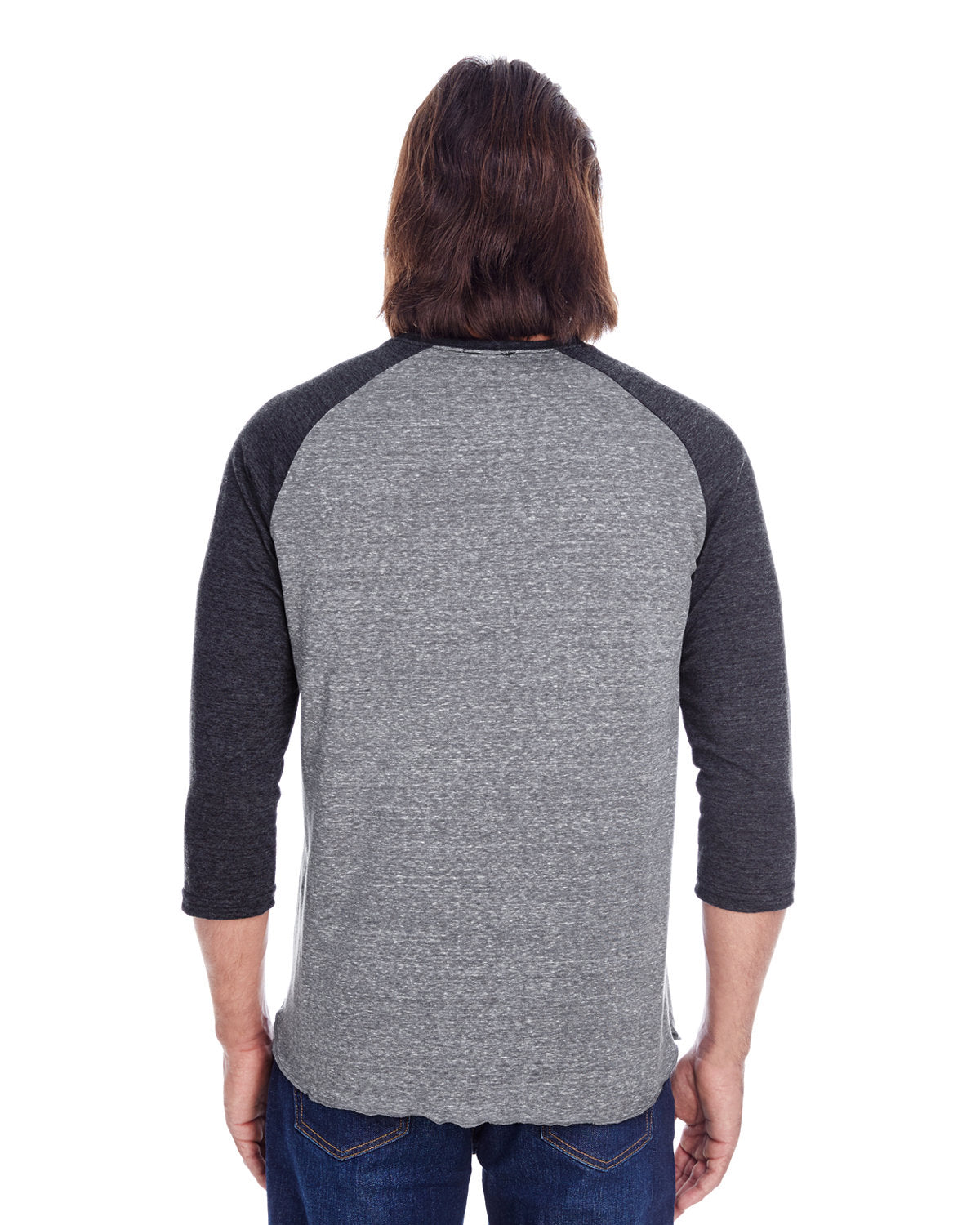 Threadfast Unisex Triblend Three-Quarter Sleeve Raglan - Back