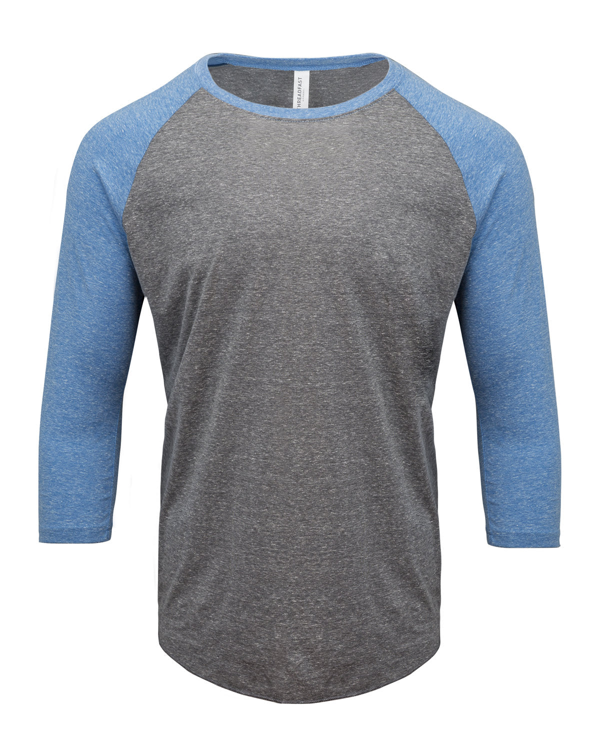 Threadfast Unisex Triblend Three-Quarter Sleeve Raglan - Grey/royal Trib