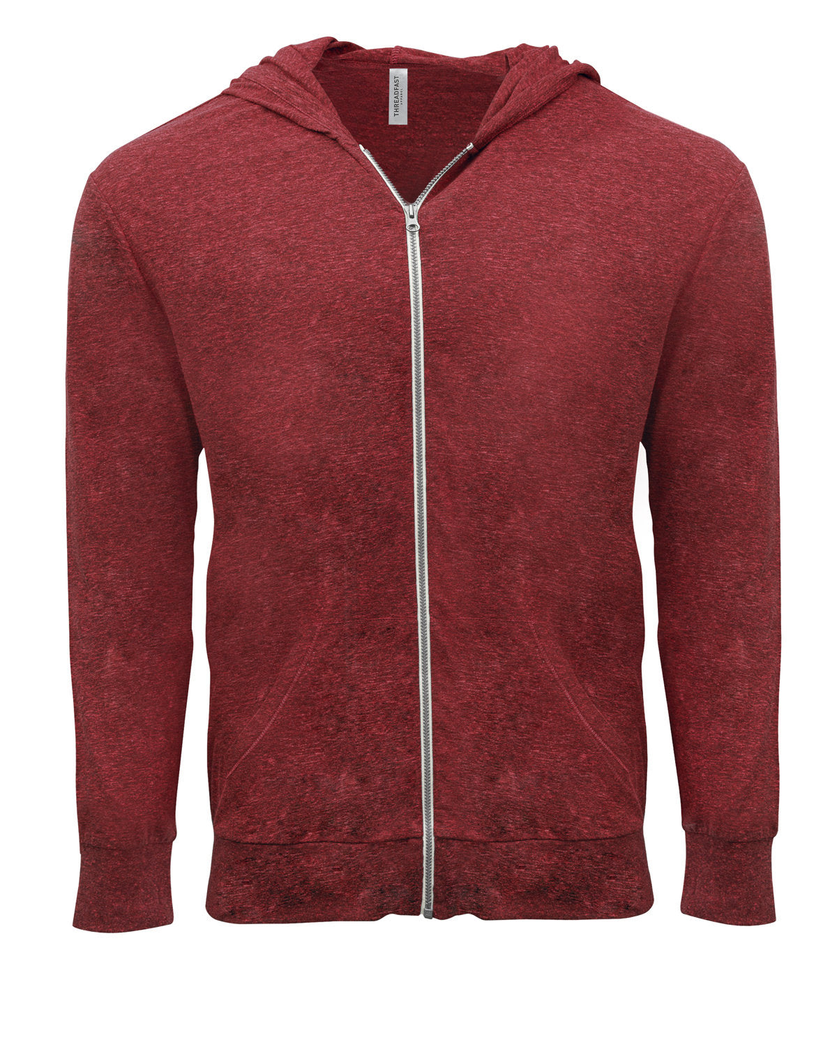 Threadfast Unisex Triblend Full-Zip Light Hoodie - Card Blck Trblnd