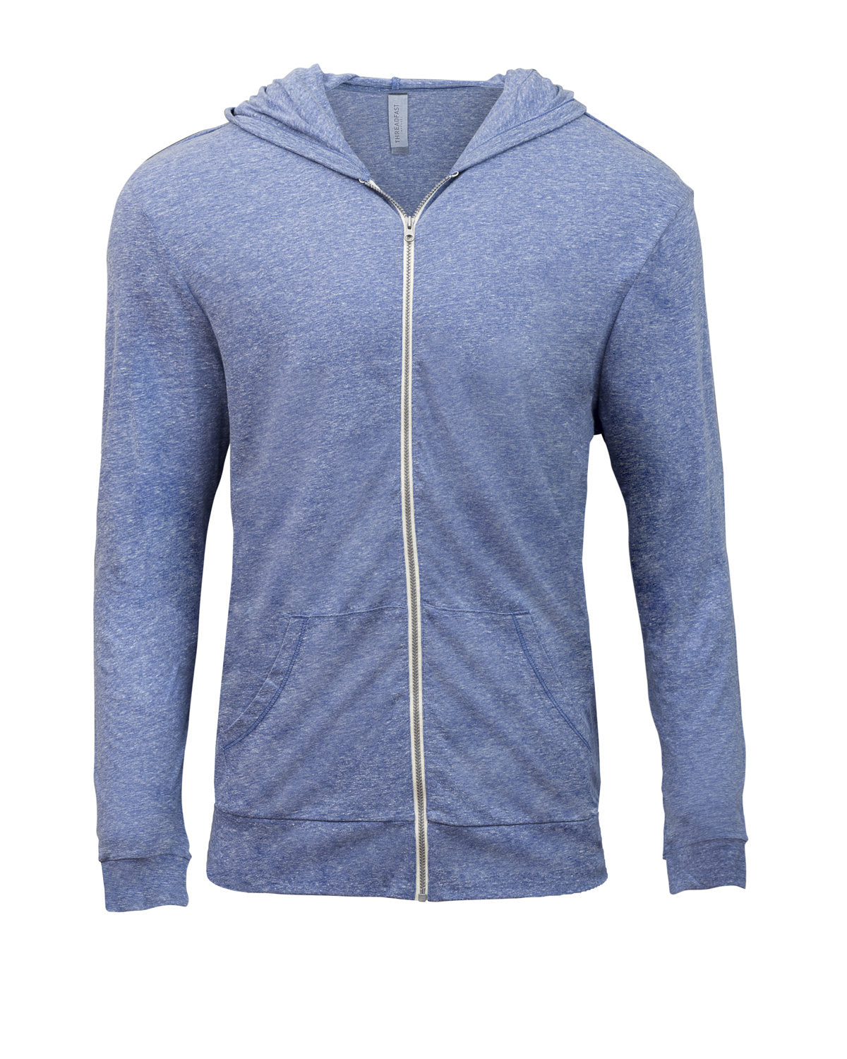 Threadfast Unisex Triblend Full-Zip Light Hoodie - Navy Triblend