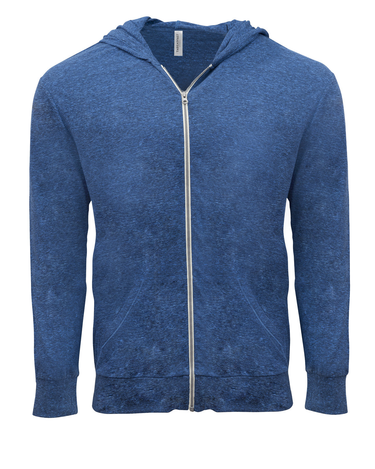 Threadfast Unisex Triblend Full-Zip Light Hoodie - Royal Blk Trblnd