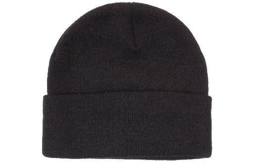 Acrylic Roll Up Beanie with Thinsulate Lining - Custom Embroidered - Black