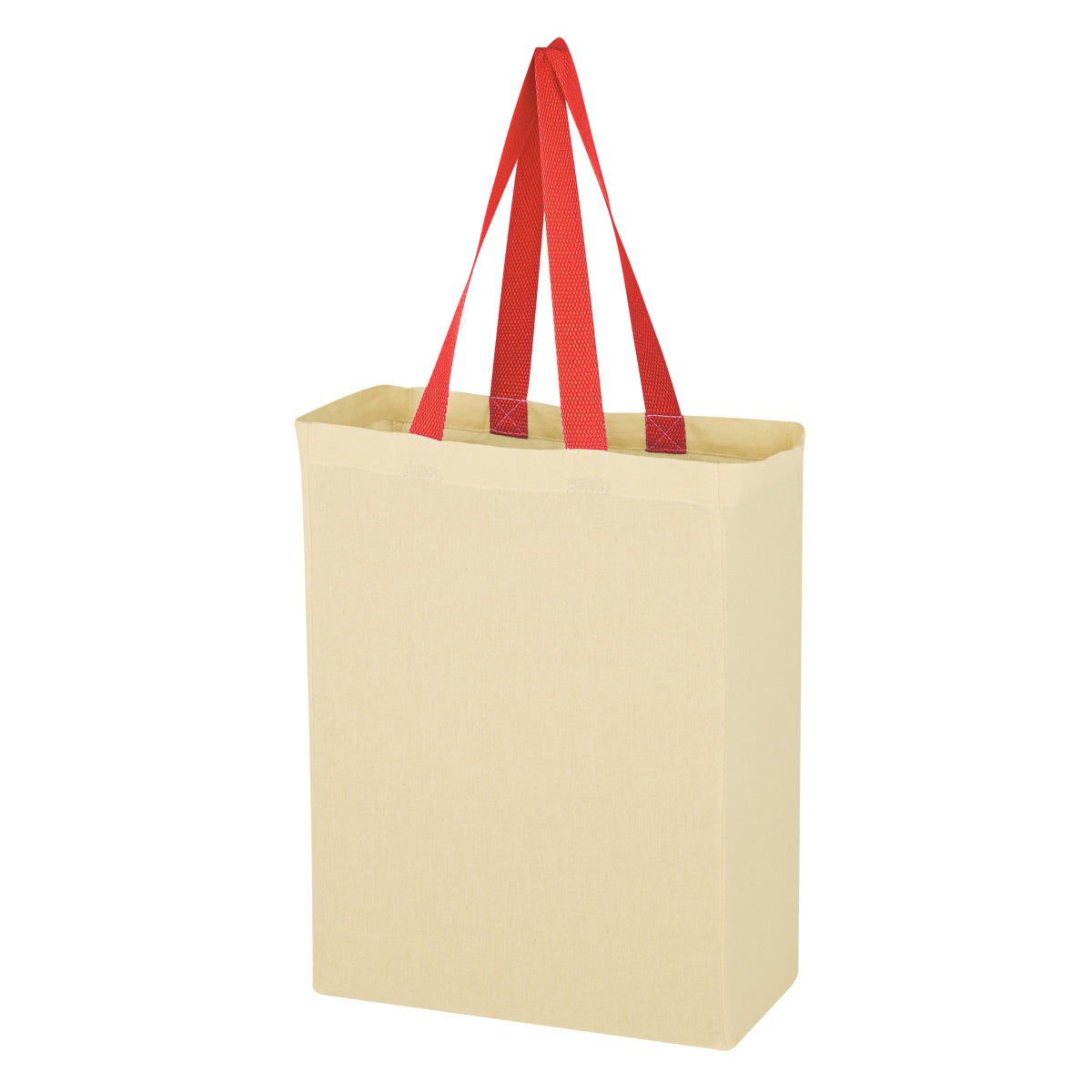 Natural Cotton Canvas Grocery Tote Bag - Red