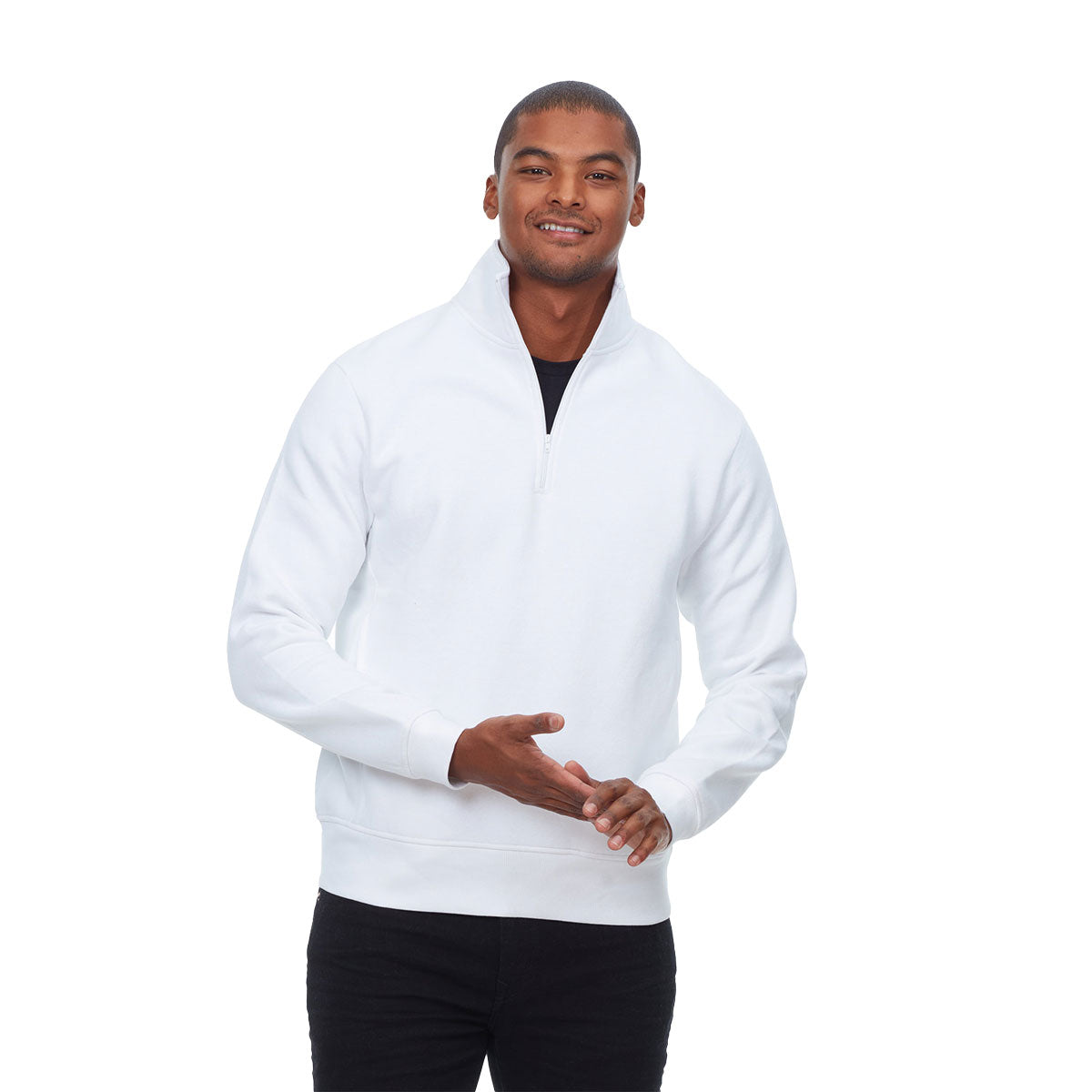Threadfast Unisex Ultimate Fleece Quarter-Zip Sweatshirt - White