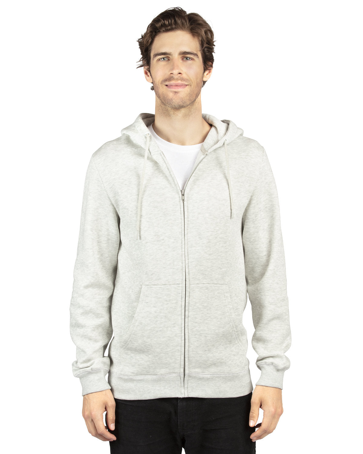 Threadfast Unisex Ultimate Fleece Full-Zip Hooded Sweatshirt - Oatmeal Heather