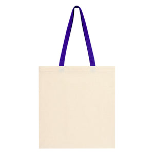 Penny Wise Cotton Canvas Tote Bag - Natural With Purple