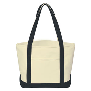 Medium Starboard Cotton Canvas Tote Bag - Natural With Black