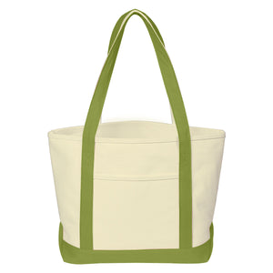 Medium Starboard Cotton Canvas Tote Bag - Natural With Lime